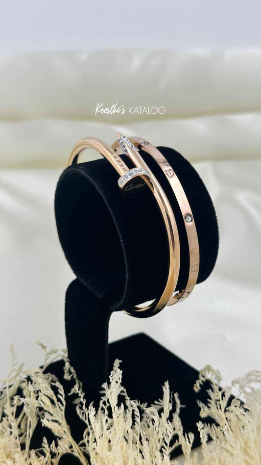 KBD1002 - Crystal Rose Bangle-Bracelet - Set of 2