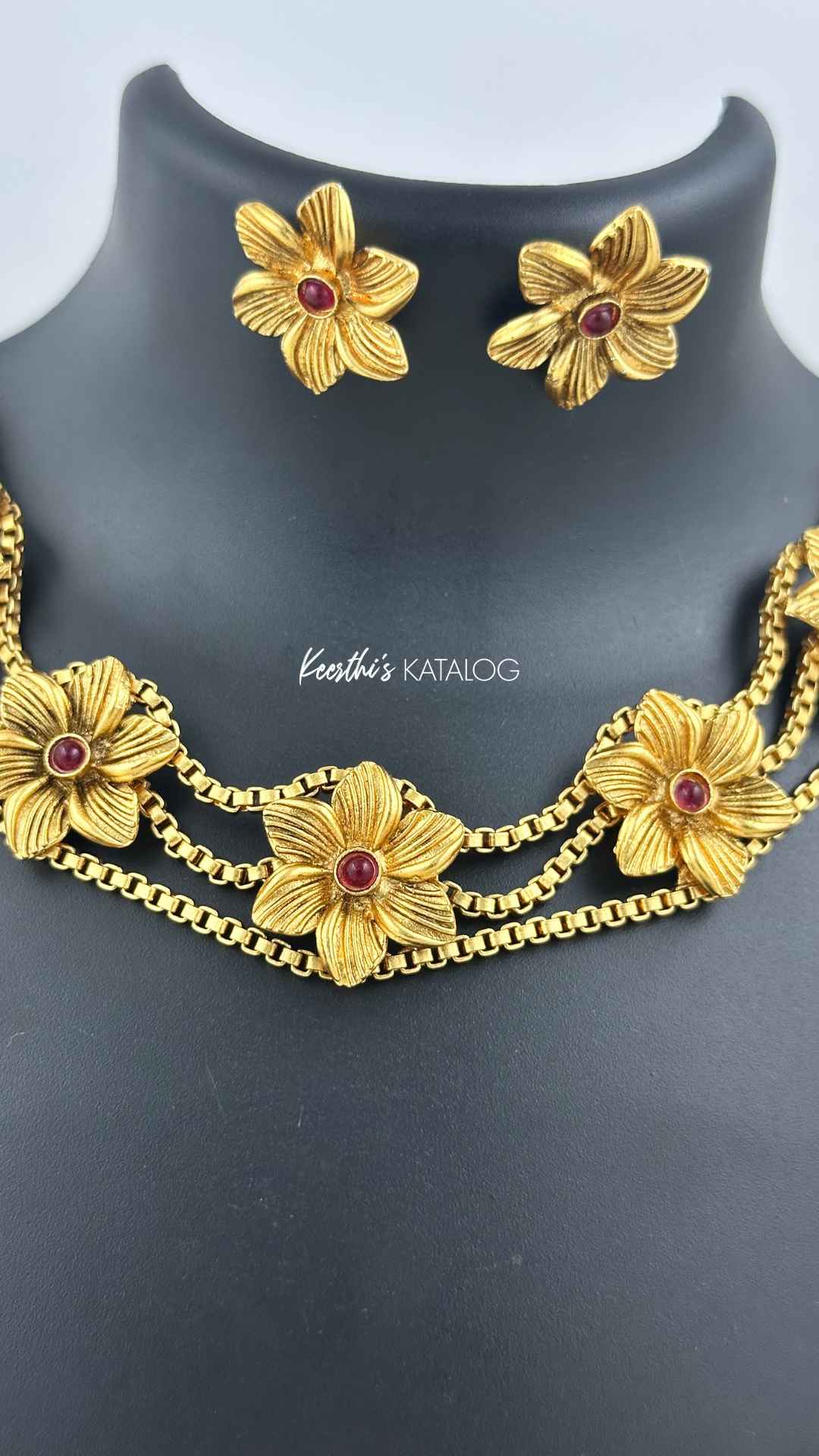 KC1016 - Floral Ruby Choker