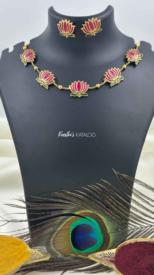 KC1038 - Pink Lotus Choker Set