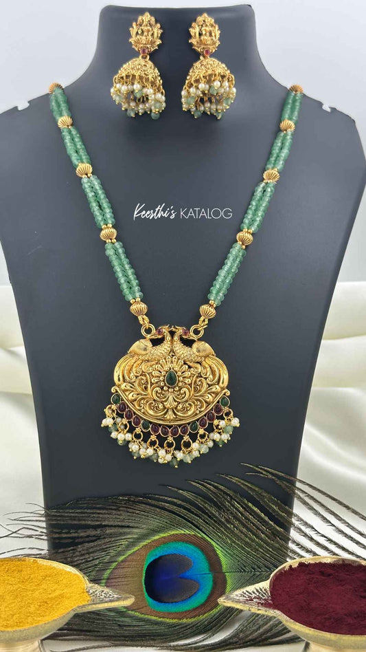 KH1002 - Emerald Peacock Temple Haaram