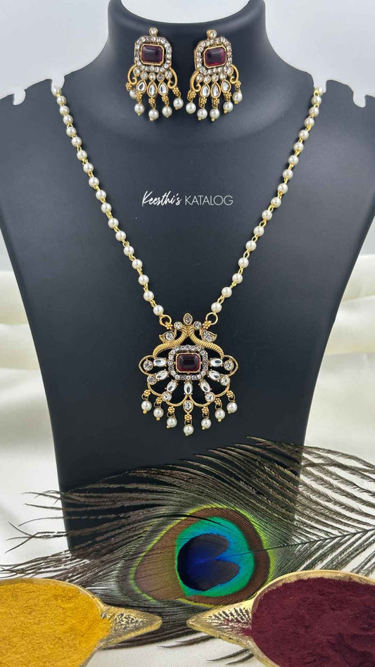 KN1157 - Rani Pearl Necklace Set