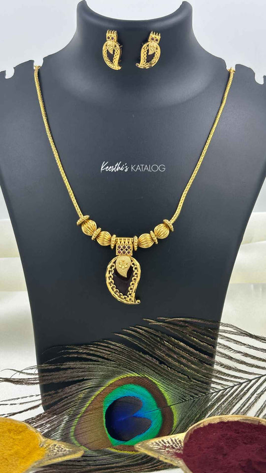 KN1163 - Ruby Golden Whisper Necklace Set