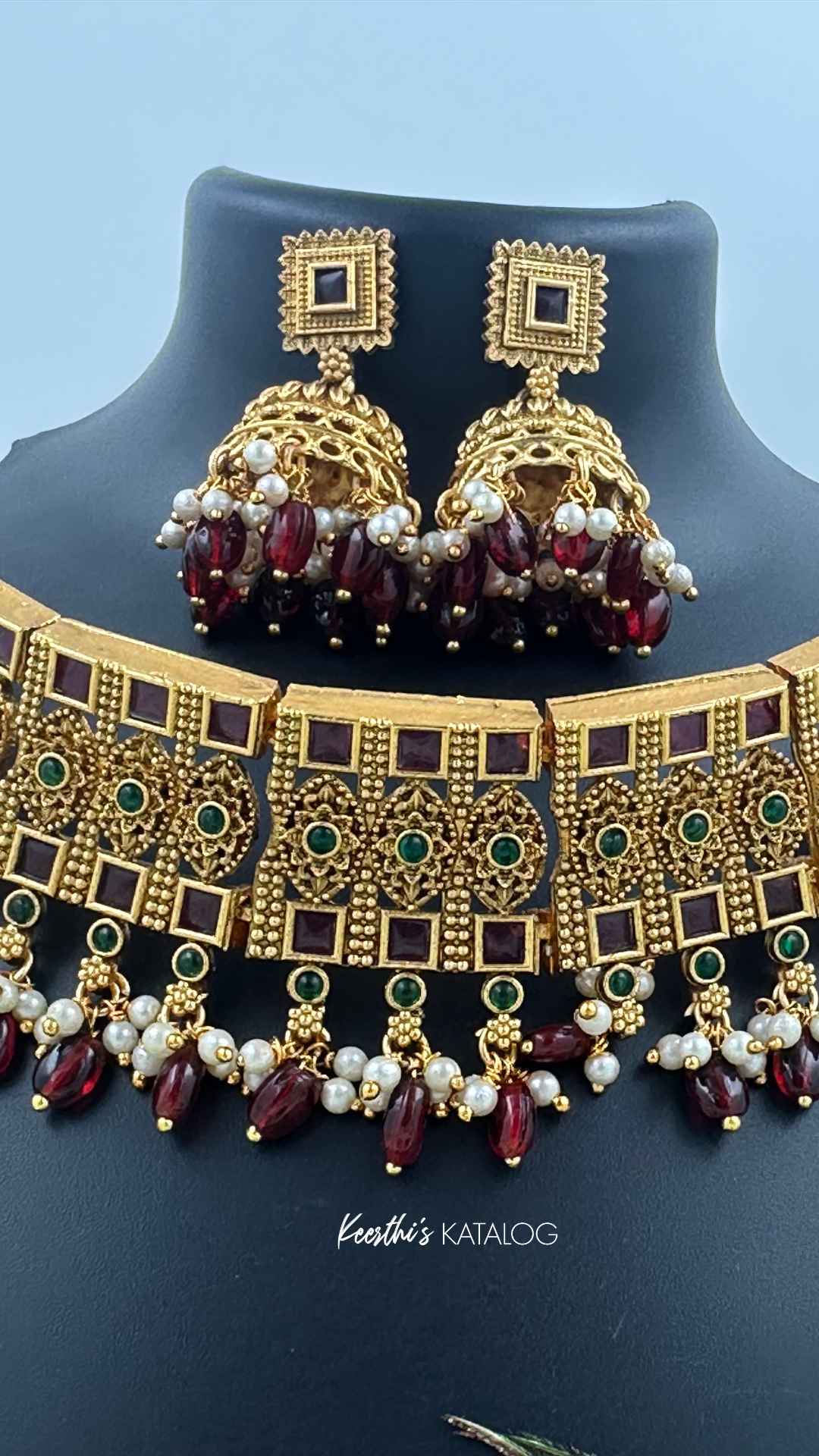 KN1177 - Majestic Grid Necklace Set