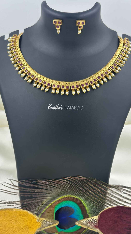 KN1207 - Ruby Mosaic Necklace