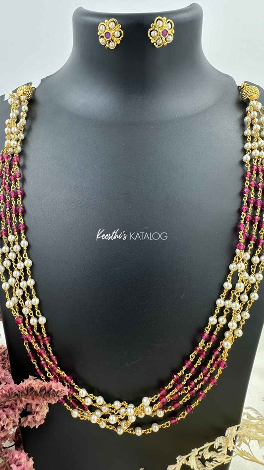 KP1036 - Rose Rhythm Pearl Necklace Set