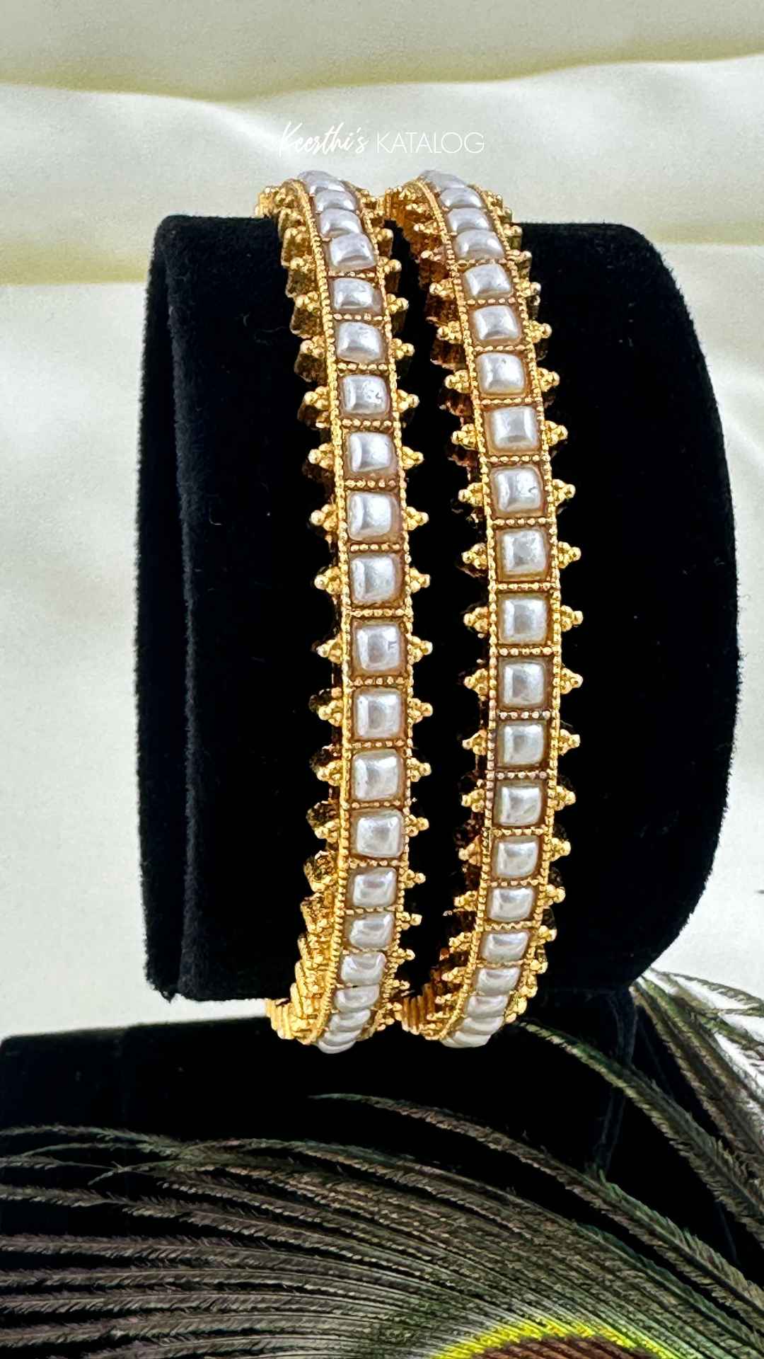 KB1007 - Pearl Charm Bangle - Set of 2