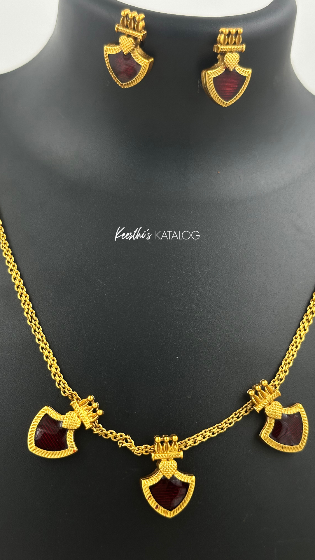 KN1106 - Triple Shield Ruby Necklace