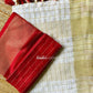 KS1000 - Kerala Red Pearl Linen Handloom Saree