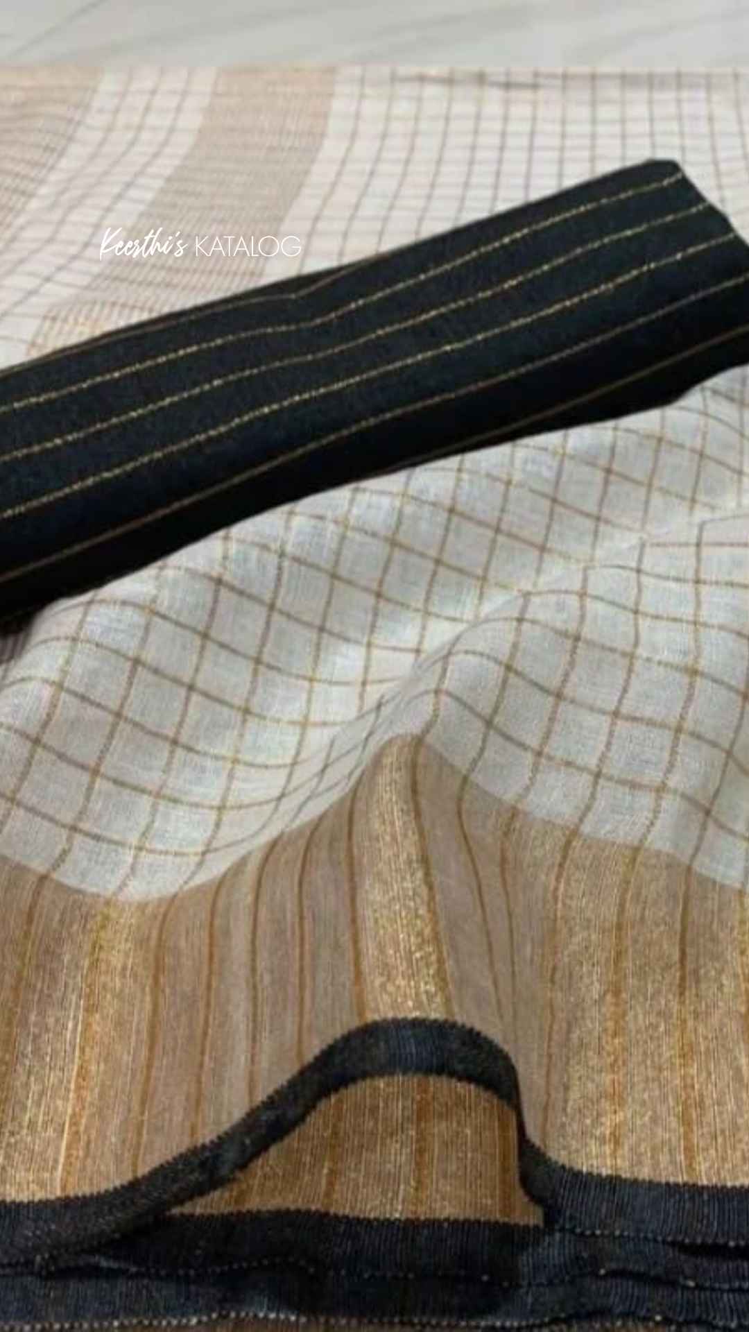 KS1002 - Kerala Black Pearl Linen Handloom Saree