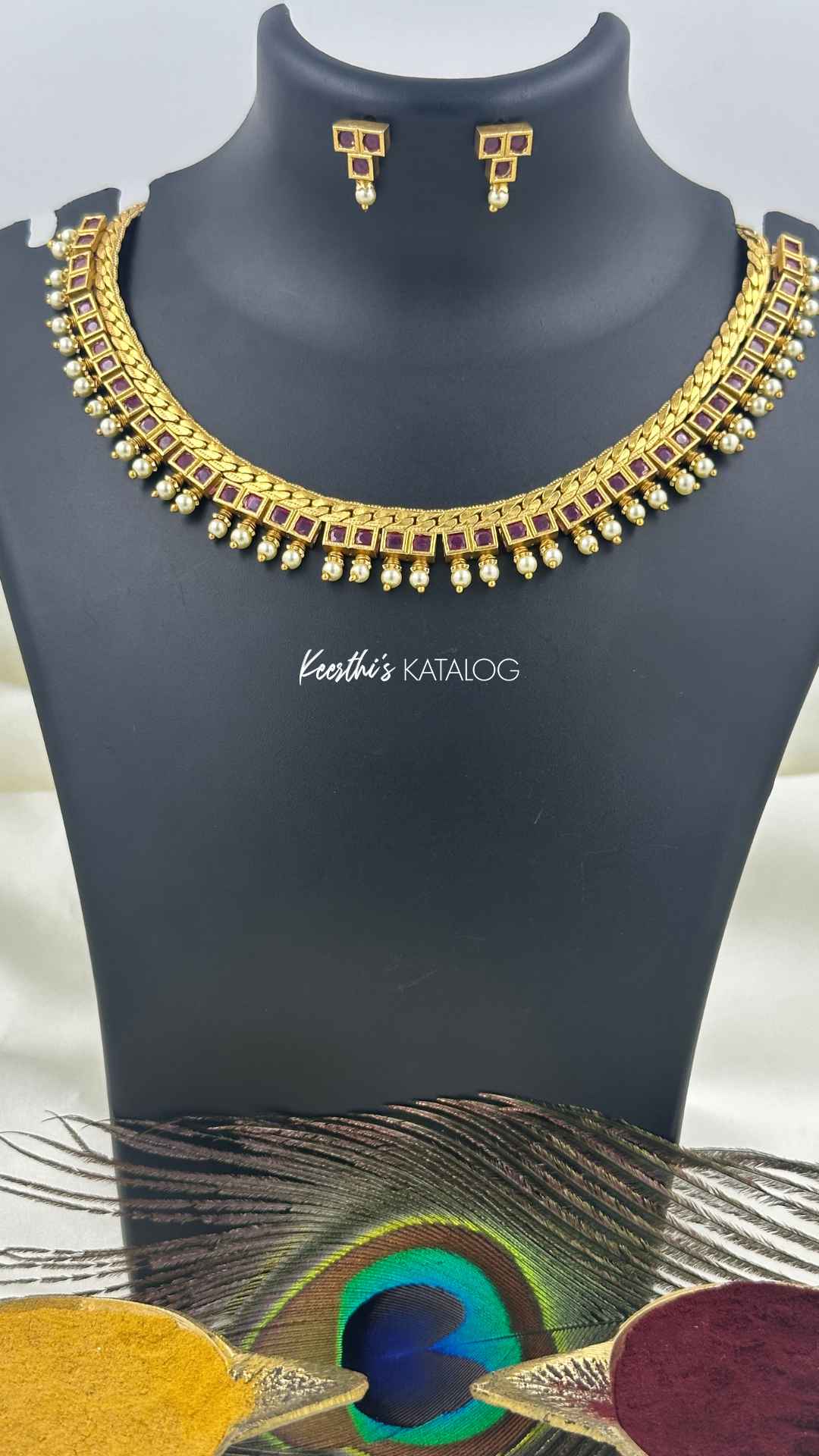 KN1207 - Ruby Mosaic Necklace