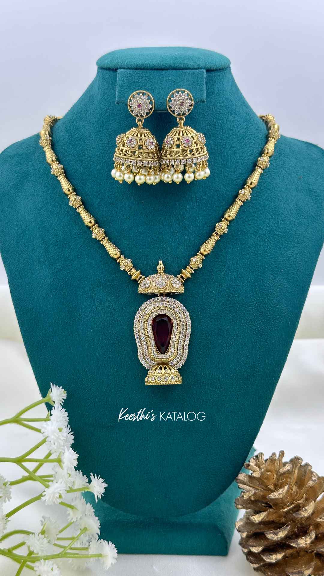 KA1090 - Amrita Kalash Necklace (Red)