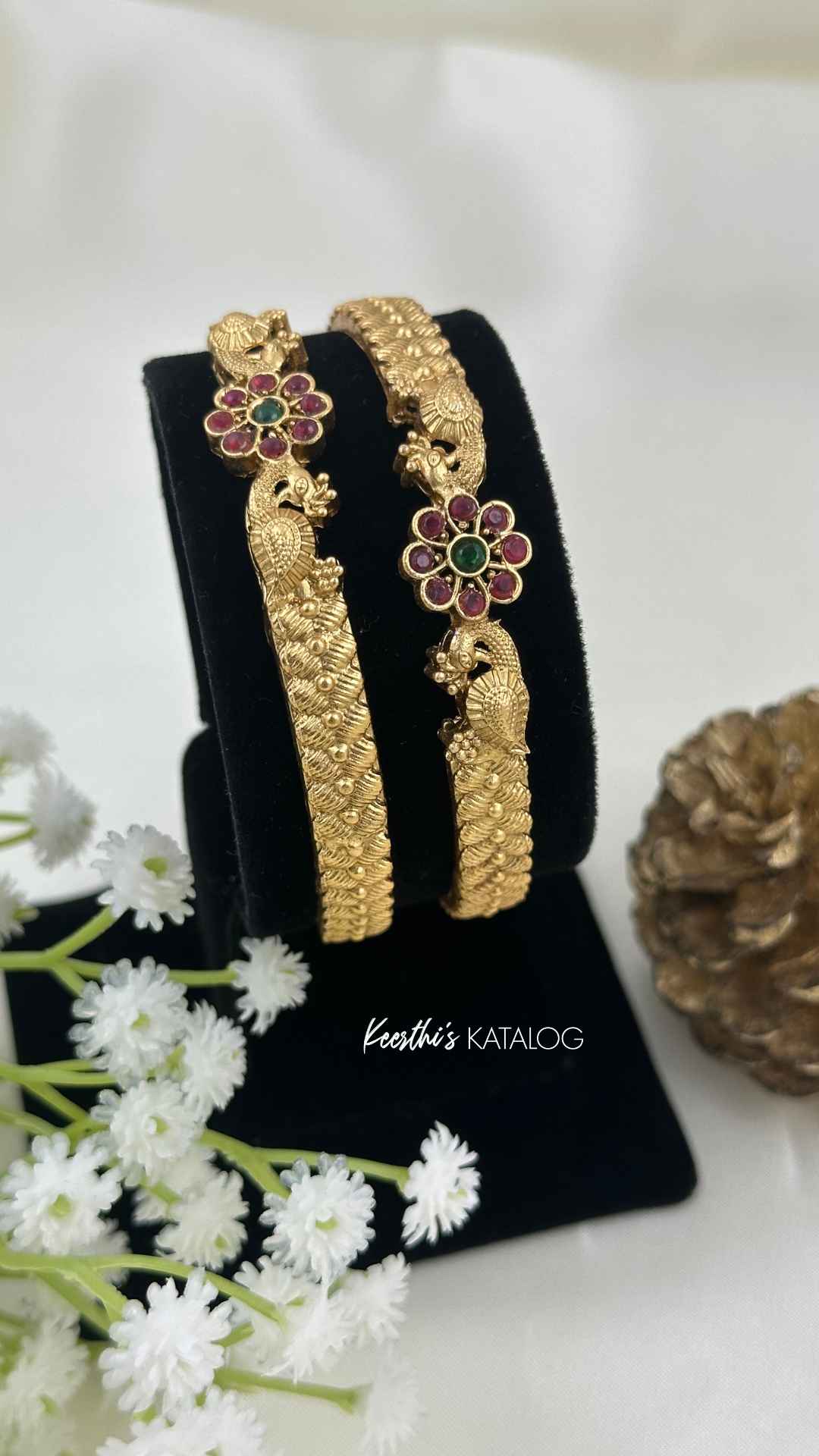 KB1024 - Peacock Bloom Bangles - Set of 2