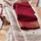 KS1007 - Kerala Maroon Linen Handloom Saree