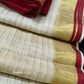 KS1007 - Kerala Maroon Linen Handloom Saree